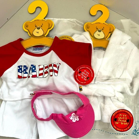 🐻BUILD-A-BEAR Clothing (LOT of 4) NWT🥼🩳🧢👚 - Picture 1 of 9